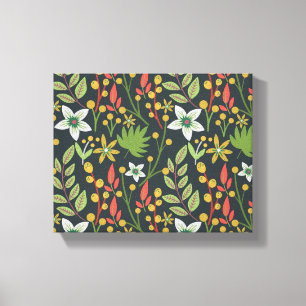 Kleurrijke bloem naadloze patroonbloemen en verlat canvas afdruk