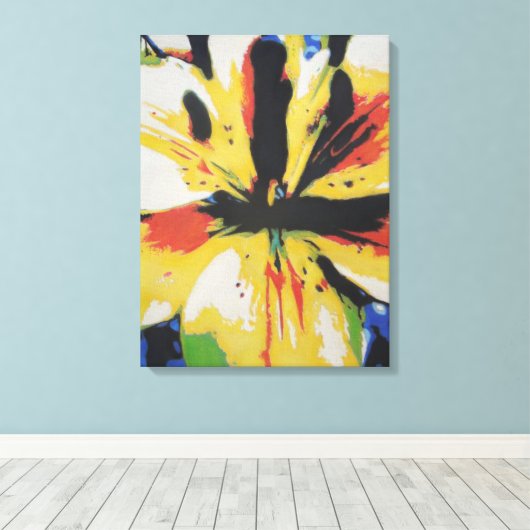 kleurrijke bloem originele abstracte kunst canvas afdruk (Insitu (Houten vloer))