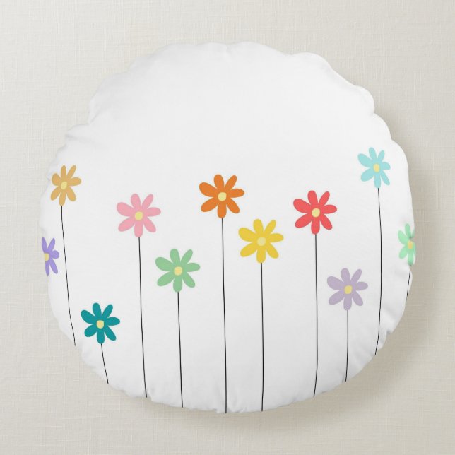  kleurrijke bloem rond kussen (Voorkant)