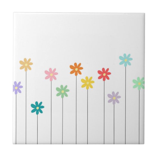 kleurrijke bloem tegeltje (Voorkant)