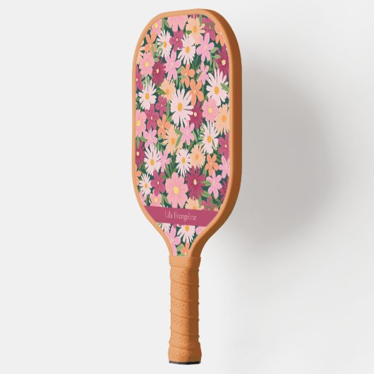 Kleurrijke Bloem Tuin Custom Name Pickleball Paddle (Links)