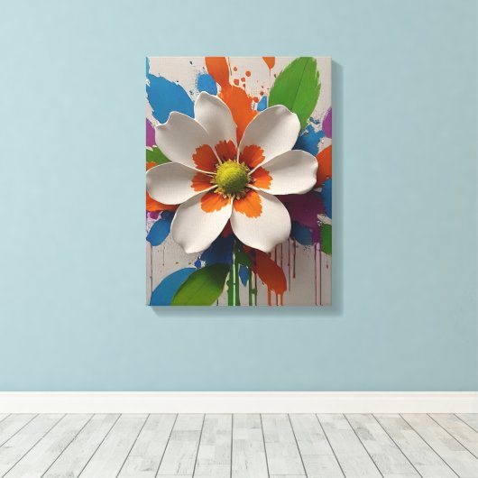 Kleurrijke Bloem Wand Art Design Canvas Afdruk (Insitu (Houten vloer))