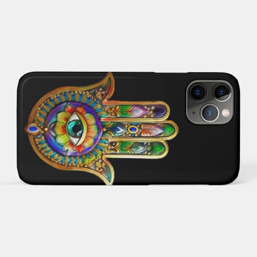 Kleurrijke bloemblaadjes turquoise derde oog hamsa Case-Mate iPhone case (Achterkant (horizontaal))