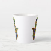 Kleurrijke bloemblaadjes turquoise derde oog hamsa latte mok (Voorkant)