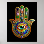 Kleurrijke bloemblaadjes turquoise derde oog hamsa poster (Voorkant)