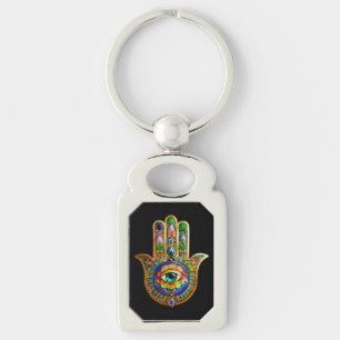 Kleurrijke Bloemblaadjes Turquoise Derde Oog Hamsa Sleutelhanger