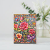 Kleurrijke bloemen3D effect achtergrond Briefkaart (Staand voorkant)