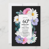 Kleurrijke Bloemen 60ste Verjaardagsfeest Kaart (Voorkant)