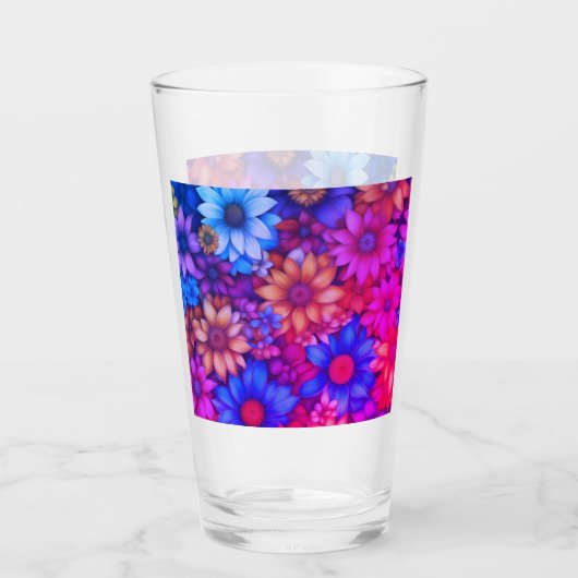 Kleurrijke Bloemen Abstract #76 Glas (Voorkant)