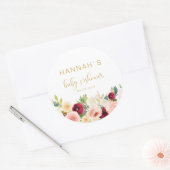 Kleurrijke bloemen, Baby shower Ronde Sticker (Envelop)