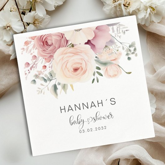 Kleurrijke bloemen, Baby shower Servet