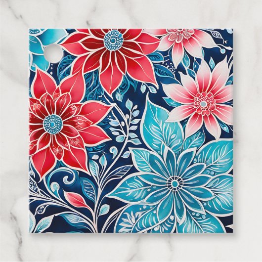 Kleurrijke Bloemen Batik Art Gift Labels (Voorkant)