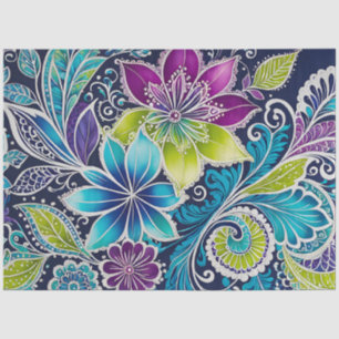 Kleurrijke Bloemen Batik Art Tissue Papier
