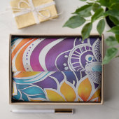 Kleurrijke Bloemen Batik Art Tissue Papier (Geschenk)