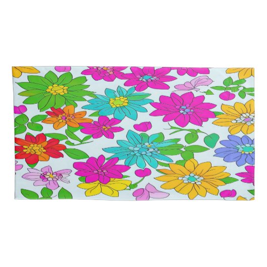 Kleurrijke Bloemen Beddengoed Set Kussensloop (Achterkant-Rechts)