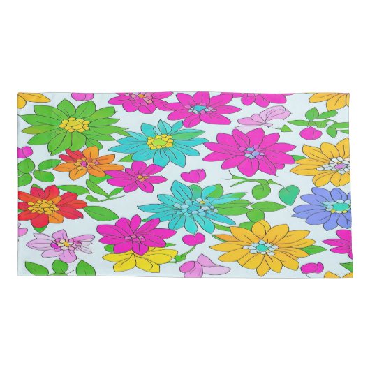 Kleurrijke Bloemen Beddengoed Set Kussensloop (Achterkant-Links)