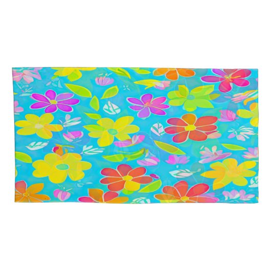 Kleurrijke Bloemen Beddengoed Set Kussensloop (Achterkant-Rechts)