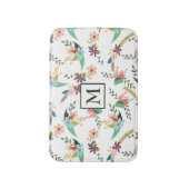 Kleurrijke bloemen & bladeren badmat (Voorkant Verticaal)