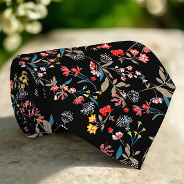 Kleurrijke Bloemen & Bladeren Patroon Wedding Stropdas