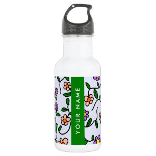 Kleurrijke Bloemen, Blauwe Achtergrond, Groen Waterfles