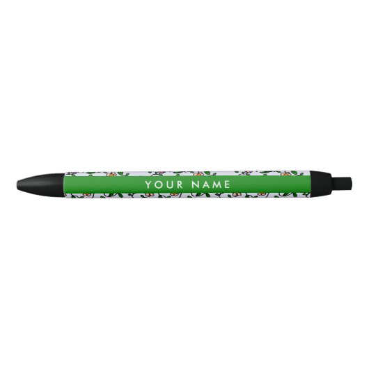 Kleurrijke Bloemen, Blauwe Achtergrond, Groen Zwarte Inkt Pen (Voorkant)