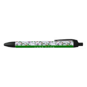 Kleurrijke Bloemen, Blauwe Achtergrond, Groen Zwarte Inkt Pen (Bovenkant)