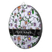 Kleurrijke bloemen, blauwe achtergrond, zwart dartbord (Voorkant Rechts)