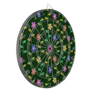 Kleurrijke bloemen, bloemmotief, groen, boho dartbord