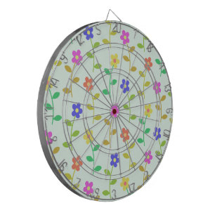 Kleurrijke bloemen, bloemmotief, groen, boho dartbord