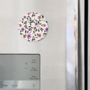 Kleurrijke bloemen, bloemmotief, groen, boho magneet