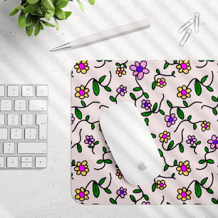 Kleurrijke bloemen, bloemmotief, groen, boho muismat