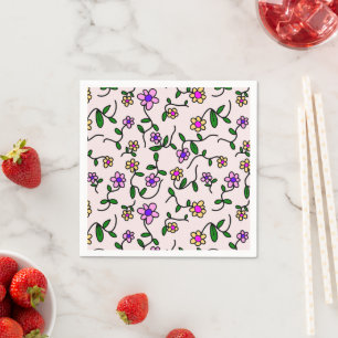 Kleurrijke bloemen, bloemmotief, groen, boho servet