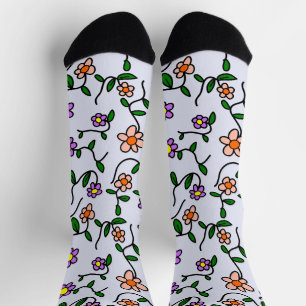 Kleurrijke bloemen, bloemmotief, groen, boho sokken
