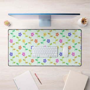 Kleurrijke Bloemen, Bloemmotief, Groene Bladeren, Bureaumat