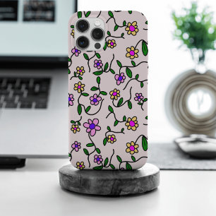 Kleurrijke Bloemen, Bloemmotief, Groene Bladeren, iPhone 15 Pro Max Hoesje