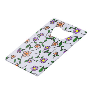 Kleurrijke Bloemen, Bloemmotief, Groene Bladeren,  Kredietkaart Flessenopener