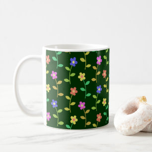 Kleurrijke Bloemen, Bloemmotief, Groene Elementen, Koffiemok