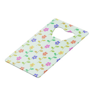 Kleurrijke Bloemen, Bloemmotief, Groene Elementen, Kredietkaart Flessenopener