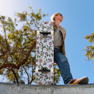 Kleurrijke Bloemen, Bloemmotief, Groene Elementen, Skateboard