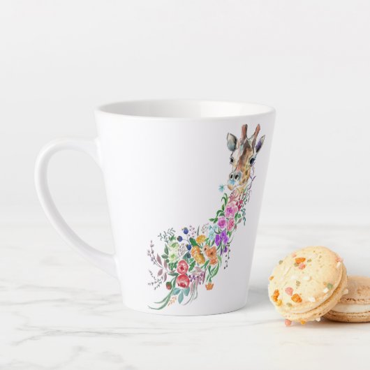 Kleurrijke Bloemen Boeket Giraffe Latte Mok (In situ)