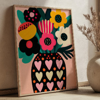 Kleurrijke Bloemen Boeket Maximalistische Bloemkun Poster