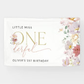 Kleurrijke bloemen, Boho, Eerste Verjaardag Welkom Spandoek (Horizontaal)