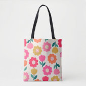Kleurrijke Bloemen Canvas tas, Schattige Bloemen C Draagtas (Voorkant)