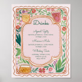 Kleurrijke Bloemen Drinken Menu Sjabloon, Hand get Poster (Voorkant)