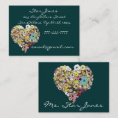 Kleurrijke Bloemen Elegant Hart gevuld met bloemen Visitekaartje (Voorkant / Achterkant)