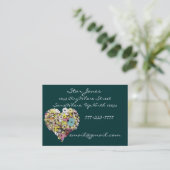 Kleurrijke Bloemen Elegant Hart gevuld met bloemen Visitekaartje (Staand voorkant)