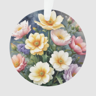 Kleurrijke Bloemen Elegante Waterverf Schilderij Ornament