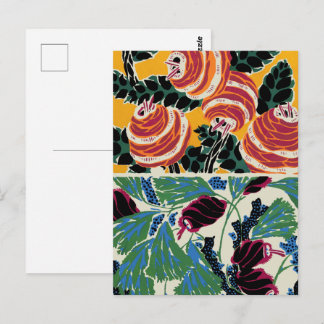 Kleurrijke Bloemen en Bladeren Art Nouveau van Oud Briefkaart