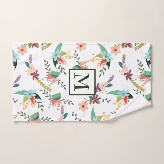 Kleurrijke bloemen en bladeren bad handdoek (Handdoek)