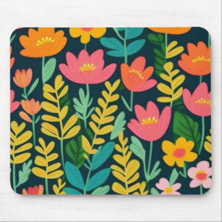 Kleurrijke bloemen en bladeren muismat